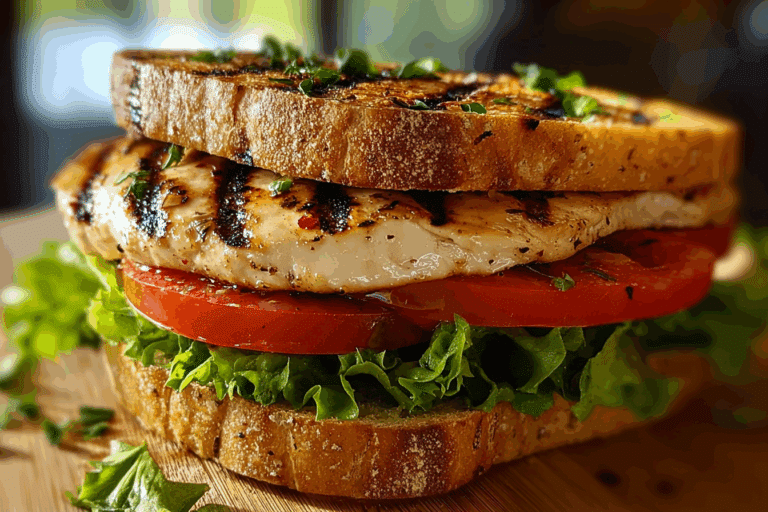 GARLIC BUTTER LETTUCE, TOMATO & GRILLED CHICKEN SANDWICH
