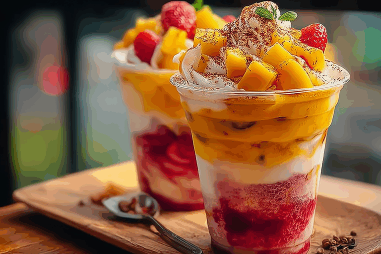 Mango Strawberry Sunrise Frappuccinos