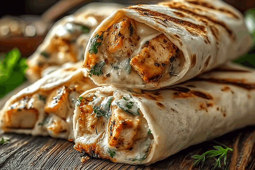 Cheesy Garlic Chicken Wraps