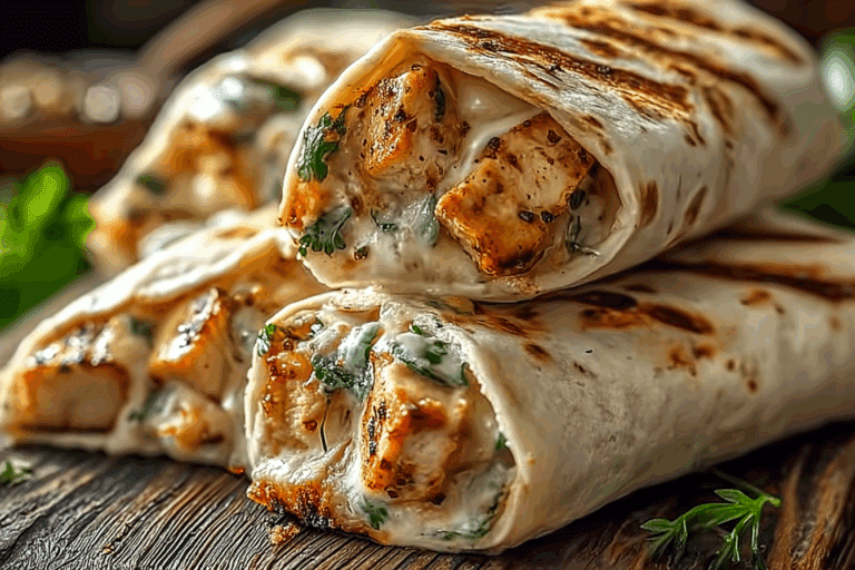 Cheesy Garlic Chicken Wraps