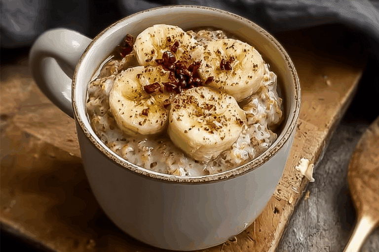 Simple Banana Oatmeal Mug Dessert (No Sugar, No Flour, No Gluten)