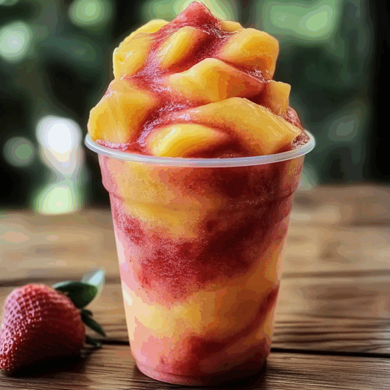 Pineapple Strawberry Swirled Slushies