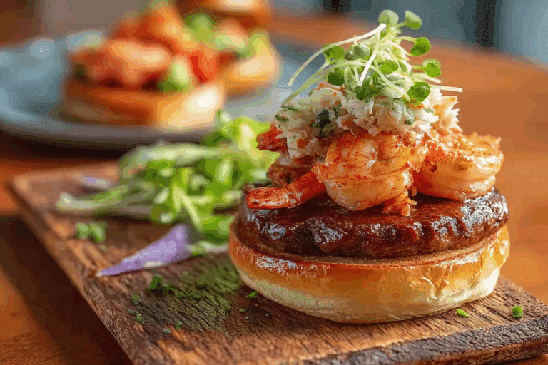 Crab Rangoon Surf and Turf Burger