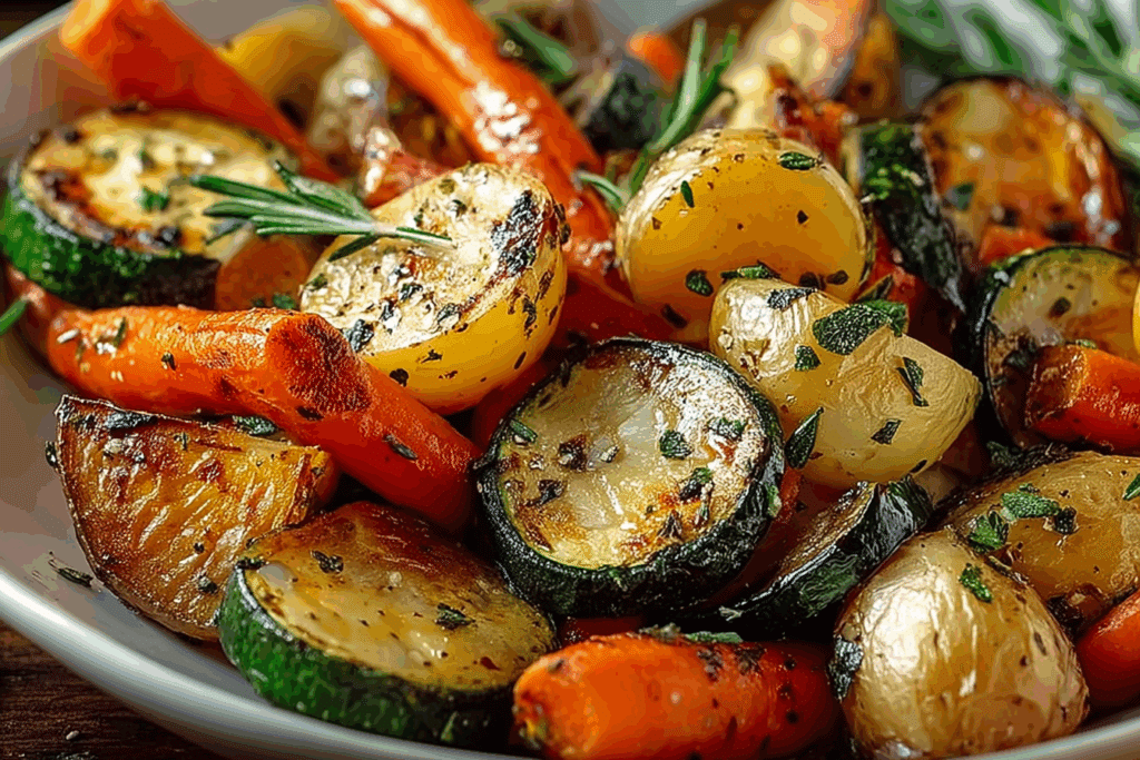 Garlic Herb Roasted Potatoes, Carrots, and Zucchini