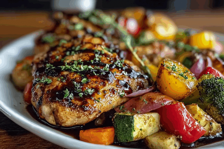 One-Pan Balsamic Chicken with Roasted Veggies