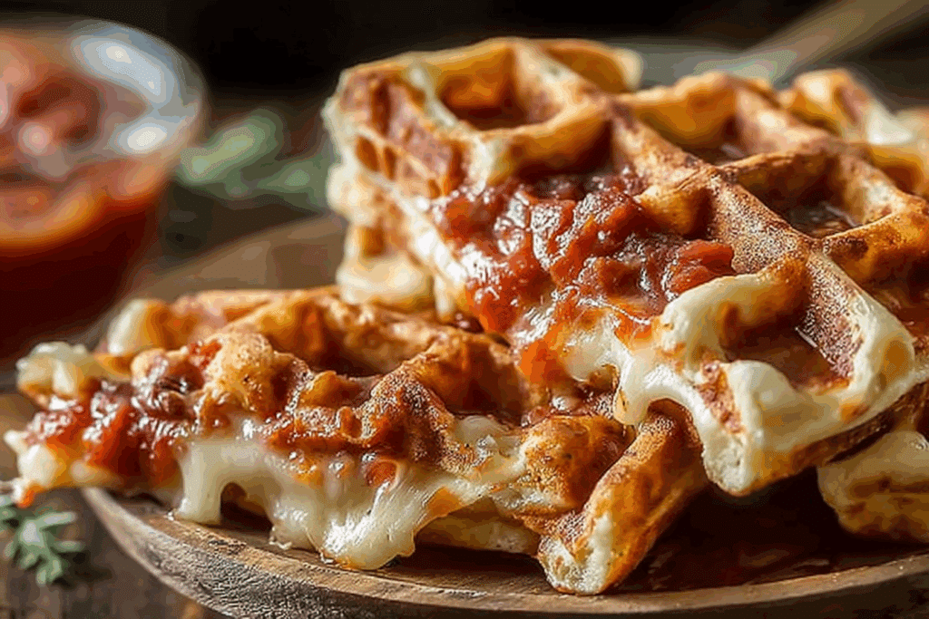 Pizza Stuffed Waffle Snacks