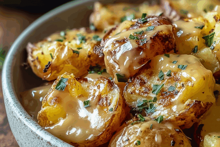 Honey Mustard Smashed Potatoes