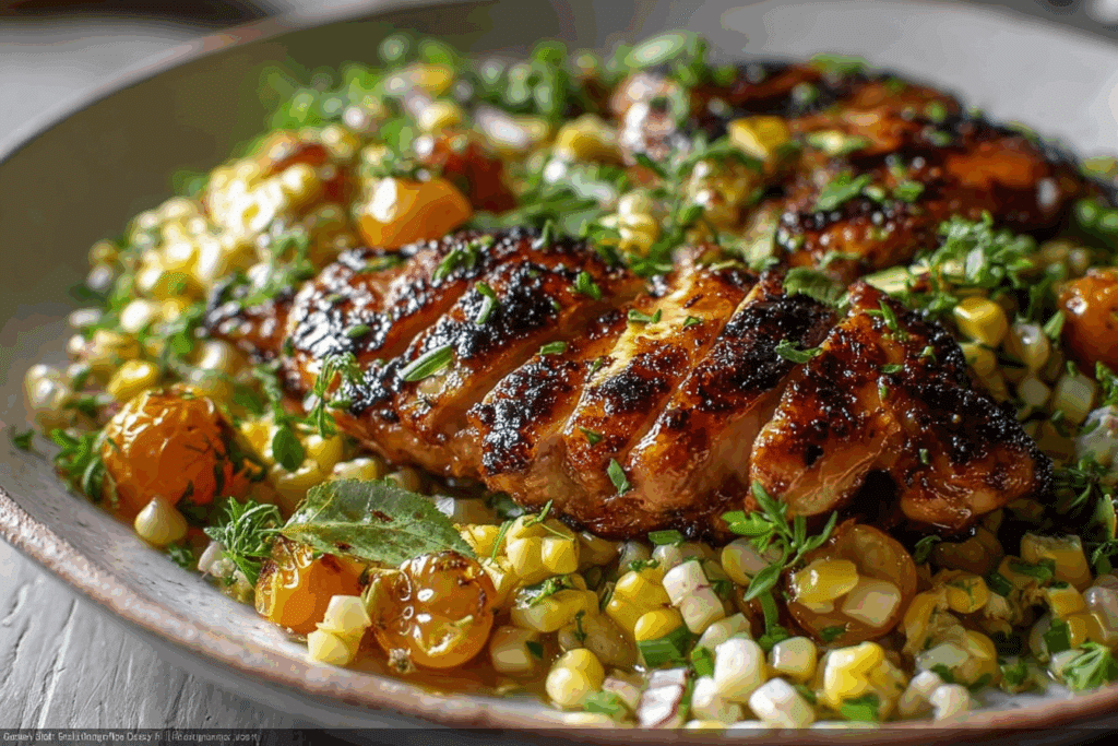 Grilled Hot Honey Chicken with Sweet Corn Salad