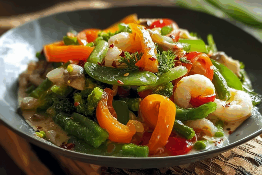 Stir Fried Veggies in White Sauce