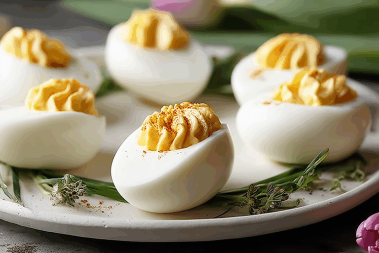 White Tulip Deviled Eggs