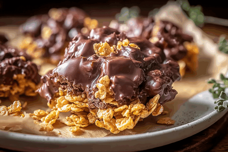 Peanut Butter Chocolate Corn Flakes Clusters