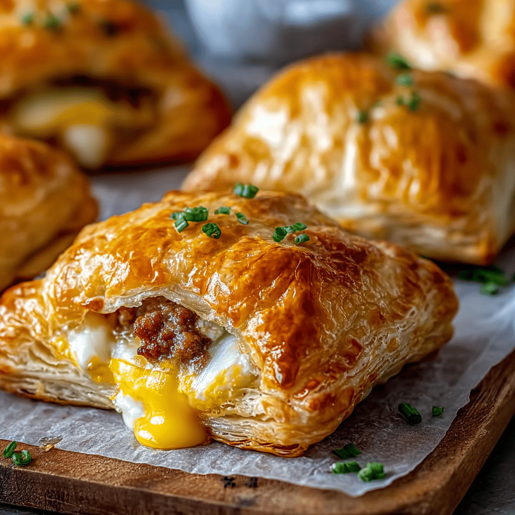 Puff Pastry Breakfast Hand Pies with Sausage, Egg and Cheese