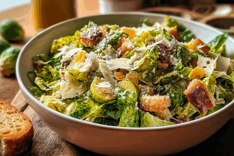 Warm Brussels Sprout Caesar Salad