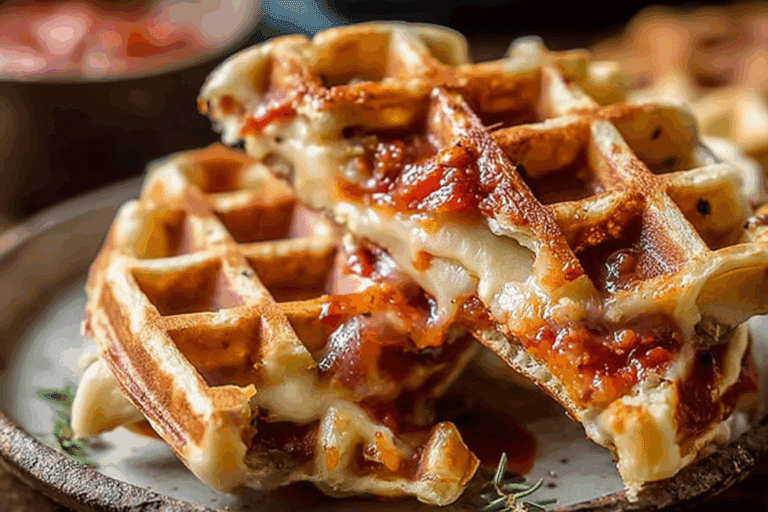 Pizza Stuffed Waffle Snacks