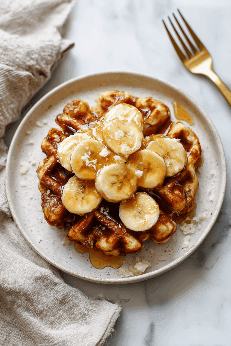 Caramelized Coconut Banana Bread Waffle French Toast