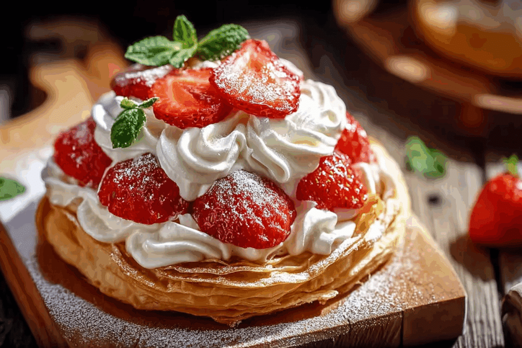 Paris-Brest Pastry with Whipped Cream and Strawberries