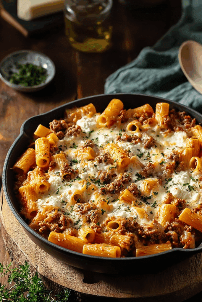 Baked Rigatoni with Sausage and Boursin Cheese