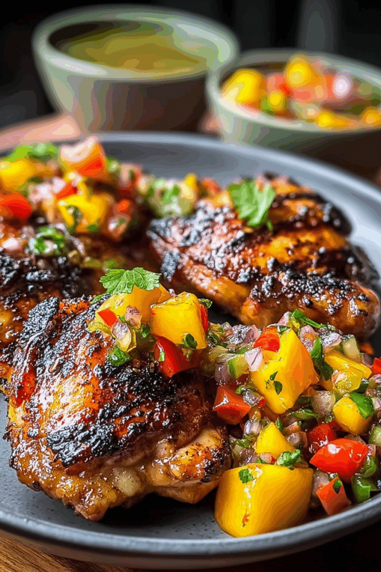 Grilled Piri Piri Chicken Thighs with Peach Salsa