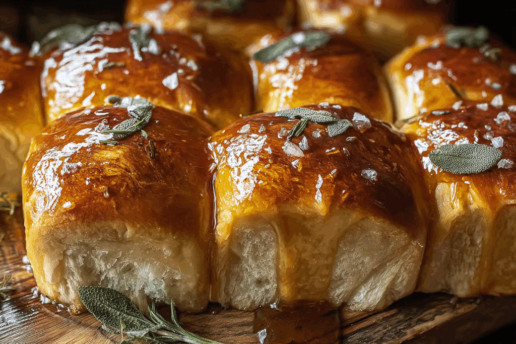 Salted Sage Honey Butter Brioche Rolls