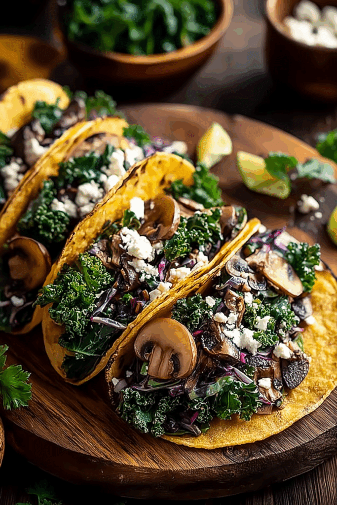 Cremini Mushroom Tacos with Kale Slaw