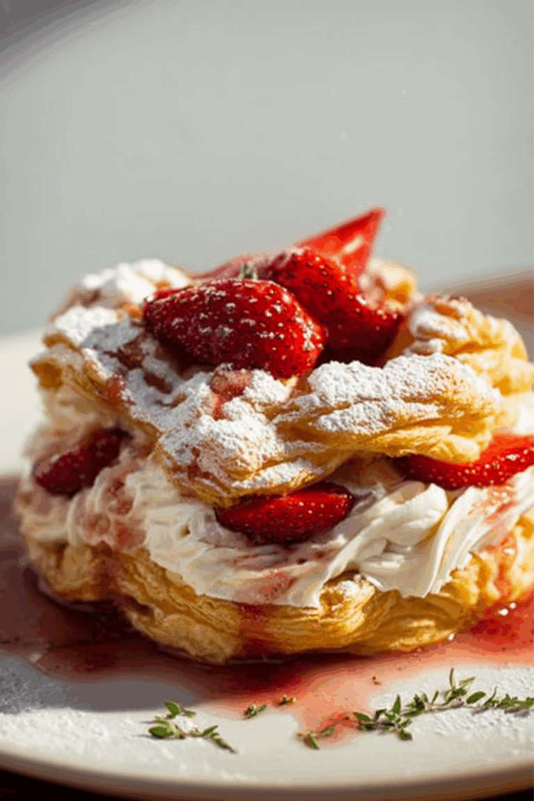  Paris-Brest Pastry with Whipped Cream and Strawberries