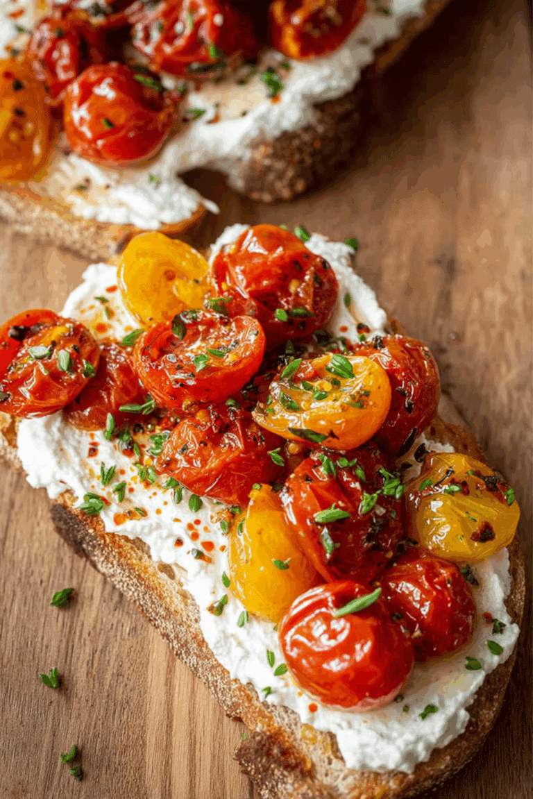 Slow Roasted Cherry Tomato Ricotta Toast