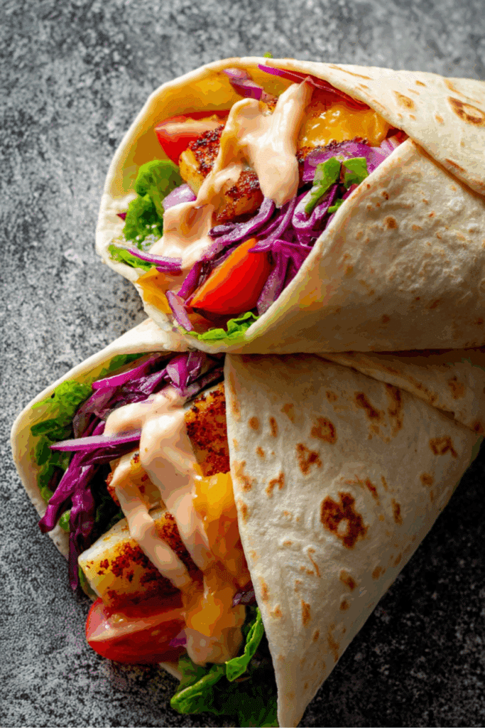 Easy halloumi wrap