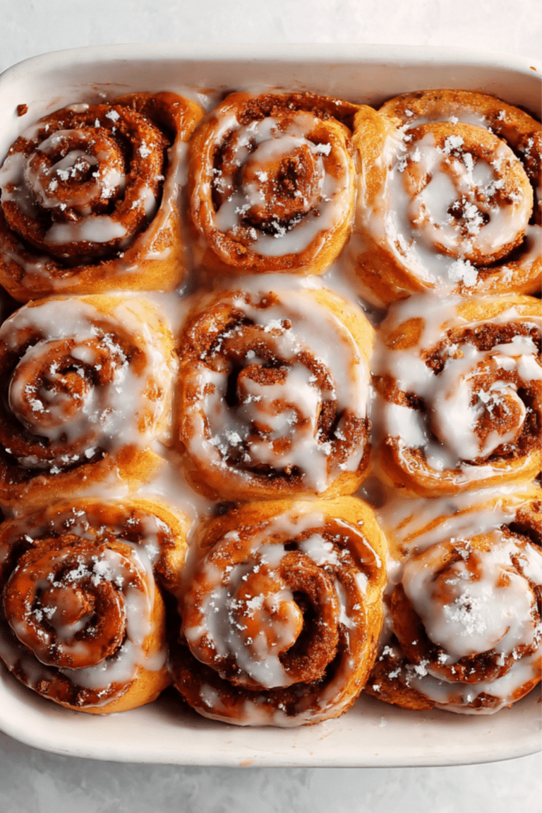 Fluffy Pumpkin Cinnamon Rolls with Maple Icing