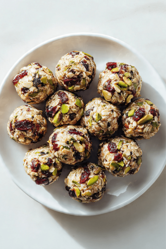 Cranberry Pistachio Oatmeal Energy Bites