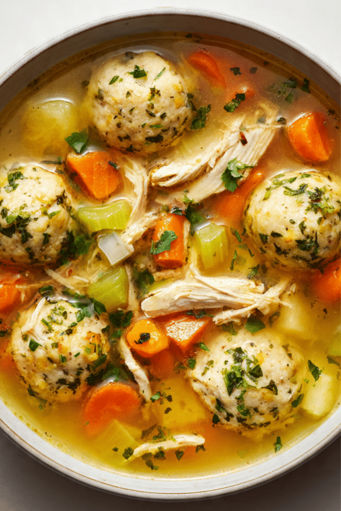 Instant Pot Chicken Soup with Herbed Matzo Balls