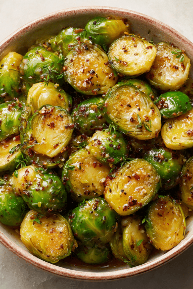 Maple-Mustard Butter Bath Brussels Sprouts