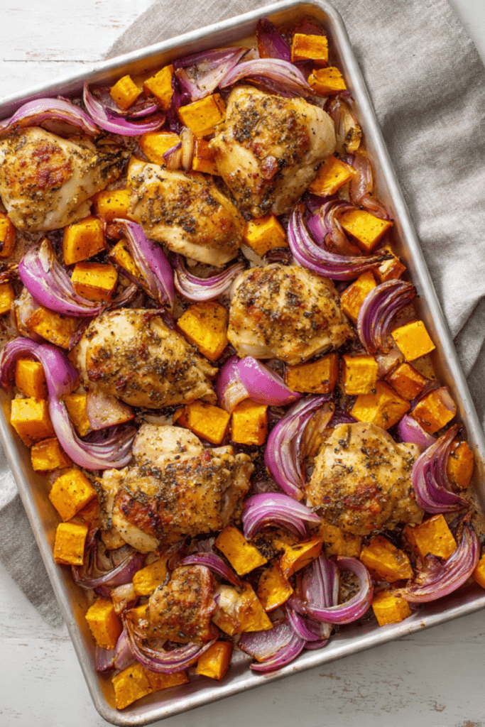Sheet Pan Chicken and Sweet Potatoes
