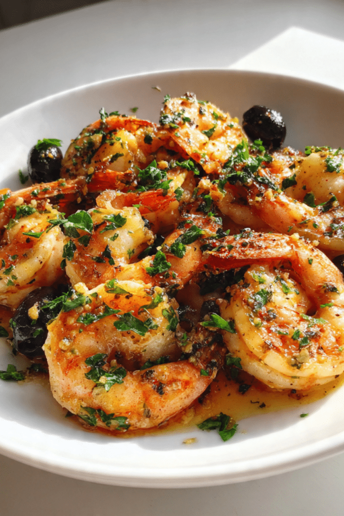 Shrimp with Garlic Butter and Olives