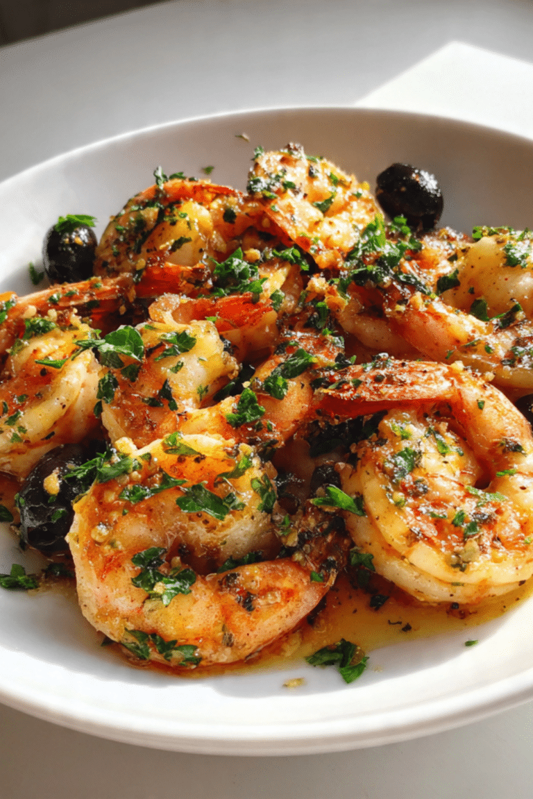 Shrimp with Garlic Butter and Olives
