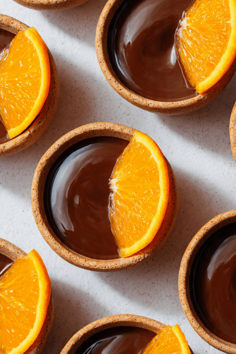Chocolate Panna Cotta in Orange Cups