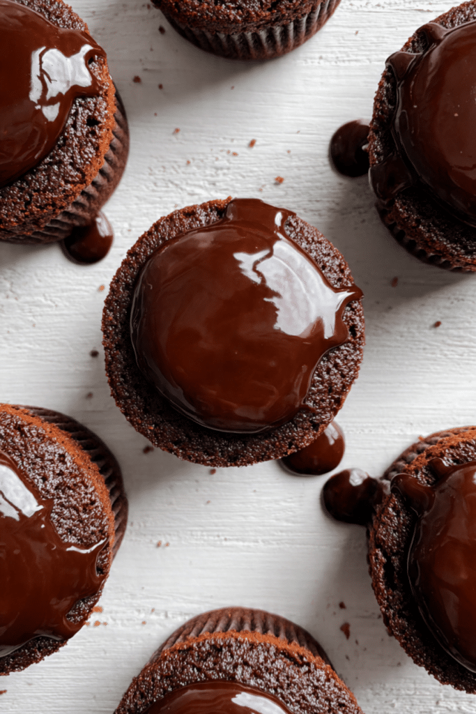Chocolate-Glazed Brownie Cupcakes