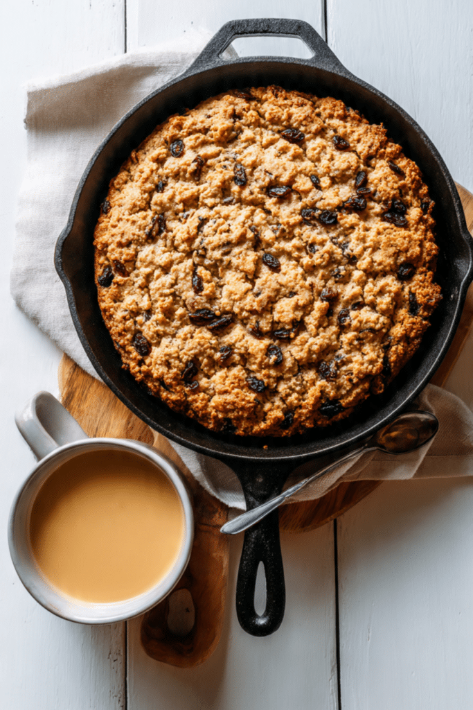Oatmeal-Raisin Skillet Cookie with Honey Cream