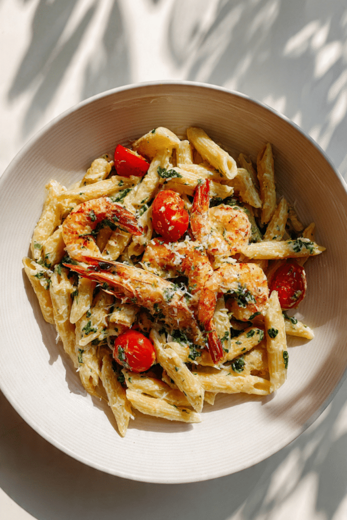 Grilled Prawns with Pasta Penne