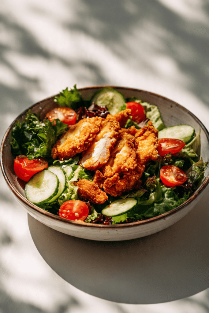 Salad Bowl with Butter Fried Chicken