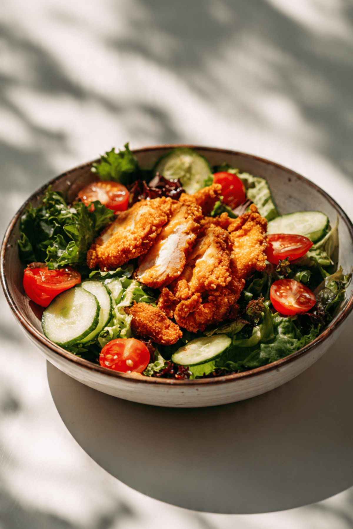 Salad Bowl with Butter Fried Chicken