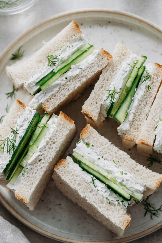 Cucumber & Herbs Cream Cheese Sandwiches