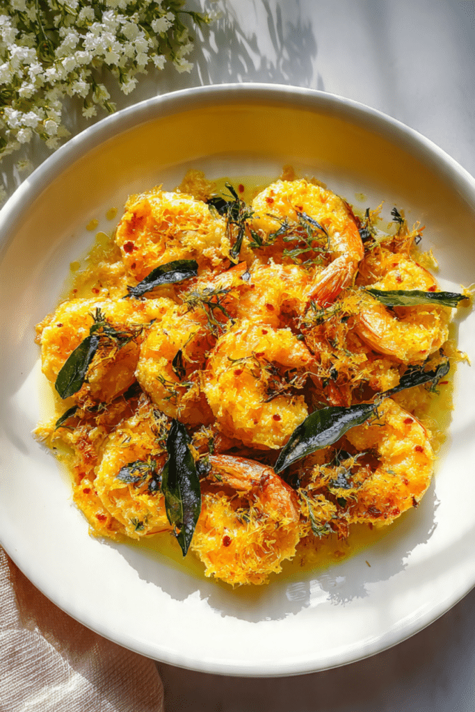 Egg Floss Butter Prawns