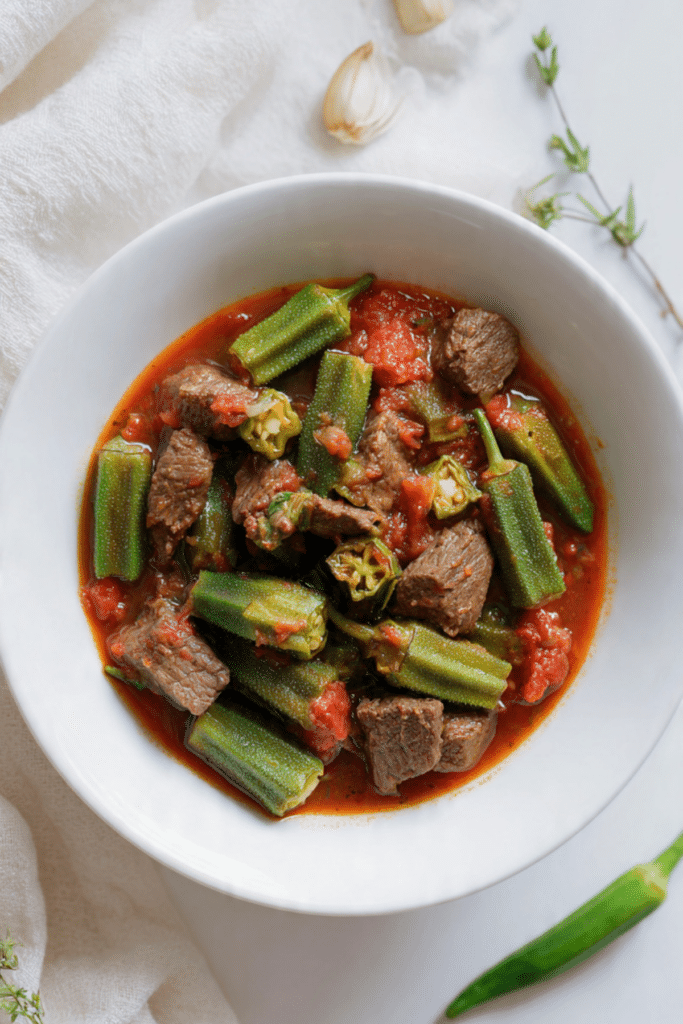Bamia Okra Stew with beef