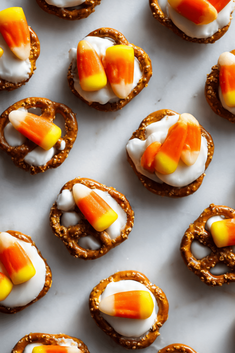 Candy Corn Pretzel Hugs
