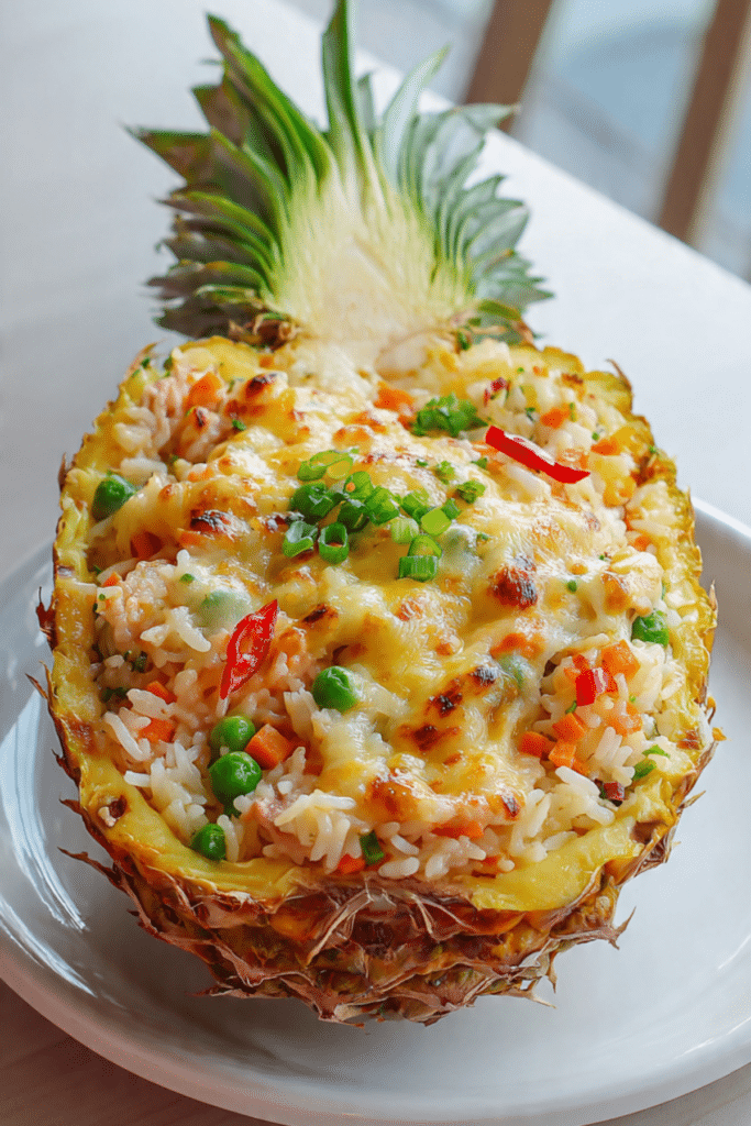 Cheese Baked Pineapple Fried Rice