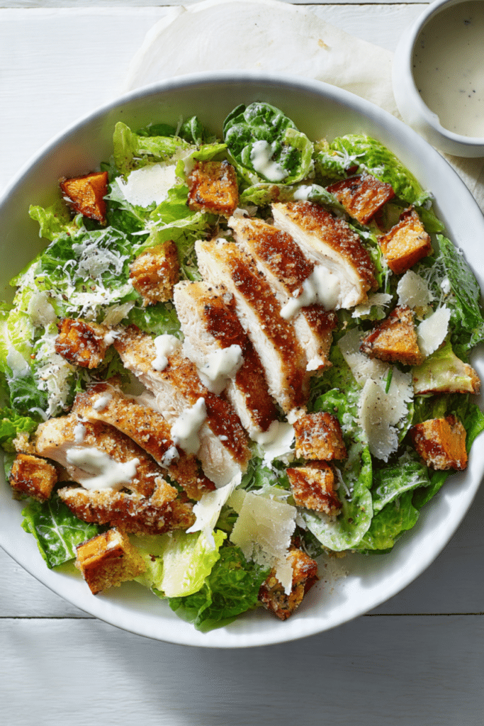 Air-fryer crispy chicken autumn Caesar salad recipe