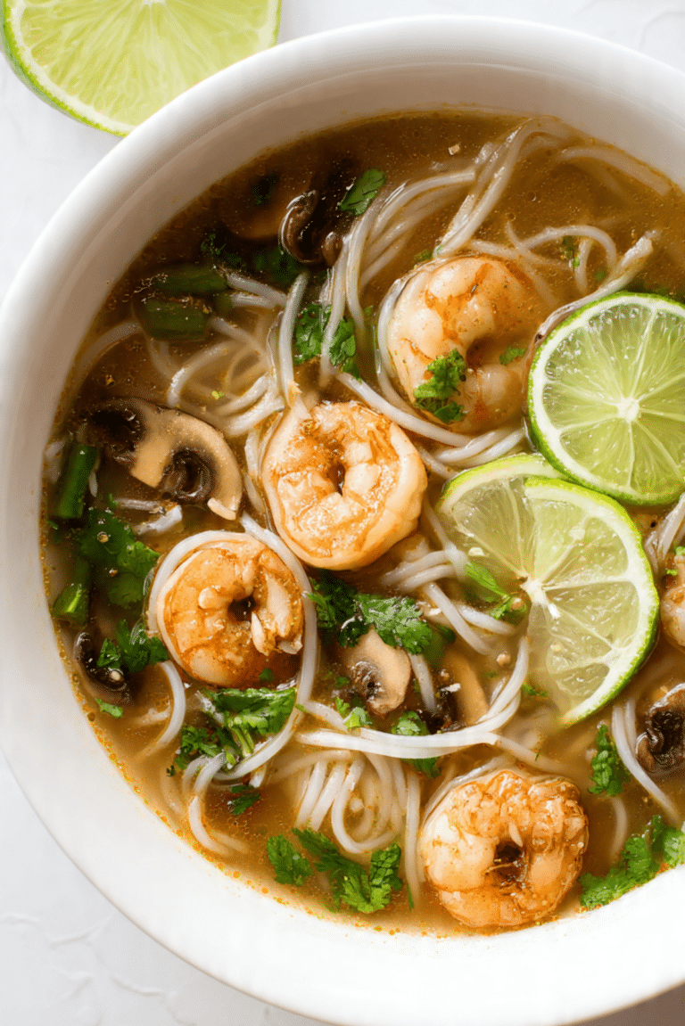 Asian Shrimp Soup with Rice Noodles