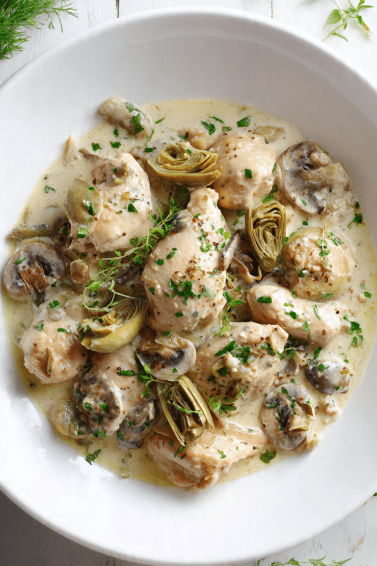 Chicken Fricassée with Artichokes