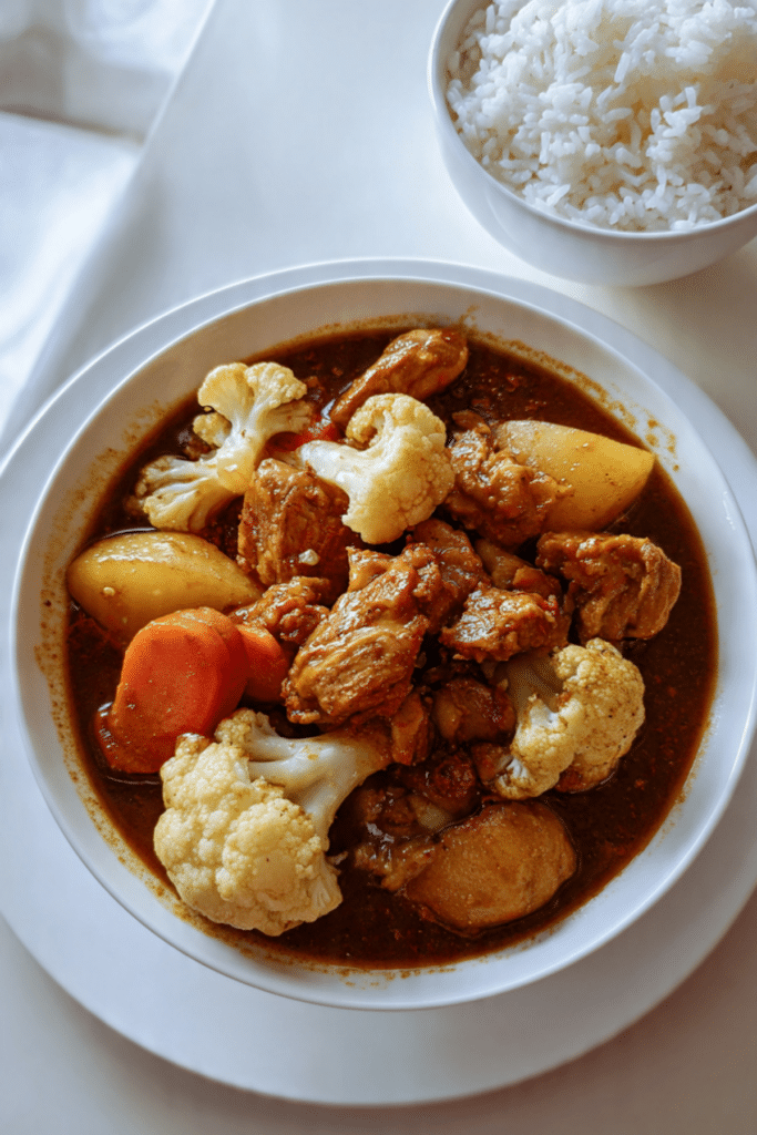 Mom’s Japanese Curry Chicken with Radish and Cauliflower