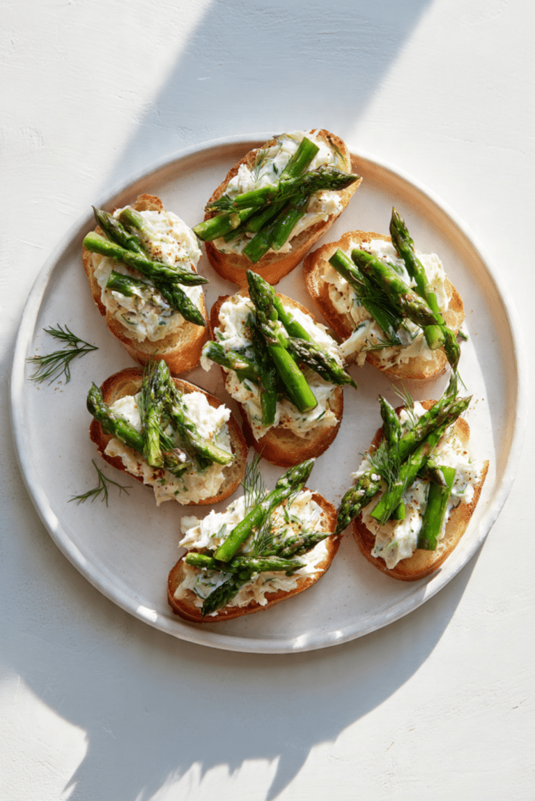 Crab Toasts with Asparagus